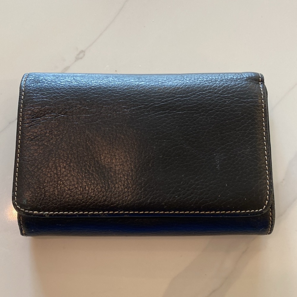 Danier Black Leather Trifold Wallet